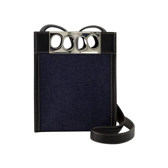 Mini Tote Bag - Alexander Mcqueen - Leather - Denim/Black - Picture 1 of 4